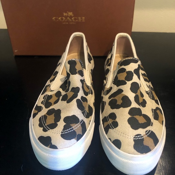 COACH SNEAKERS SLIP ON LEOPARD SIZE :7.5 PREOWNED - Picture 2 of 7